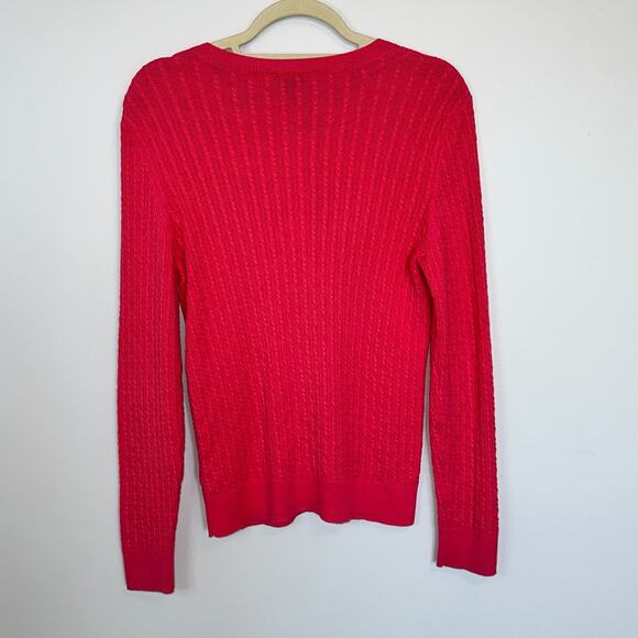 Talbots Womens Cable Knit Cardigan Size M Button Down Pink Pima Cotton Career - Picture 7 of 7